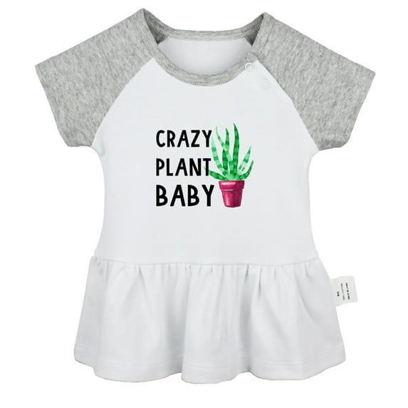 Crazy Plant Baby Funny Dresses For Baby, Newborn Babies Skirts, Infant Princess Dress, 0-24M Kids Graphic Clothes (Gray Raglan Dresses, 0-6 Months)