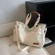 thumbnail image 4 of Bolso Bolsos de hombro vintage de mano grande de lona simple para mujer (blanco), 4 of 9