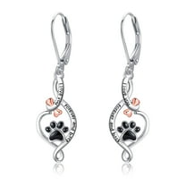 Infinite Dog Paw Earrings 925 Sterling Silver - Paw Print Drop Dangle Earrings Memorial Jewelry Gifts for Pet Owner Women