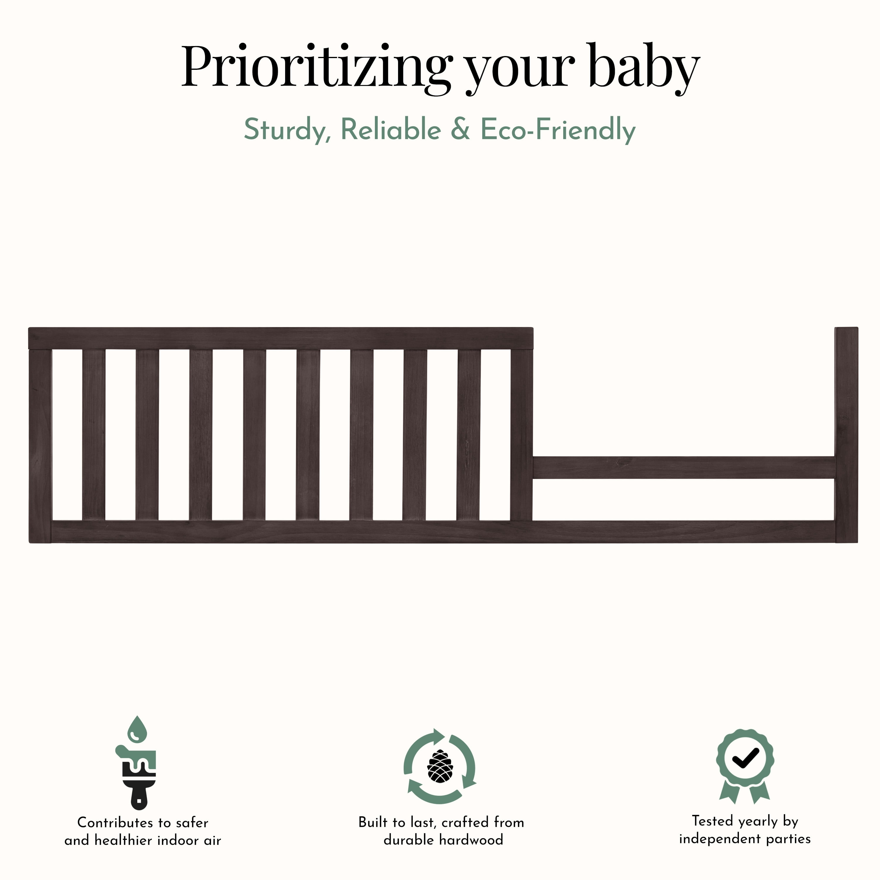 Evolur Convertible Crib Toddler Guard Rail I Full Assembly I Lasting Quality, Roasted Chestnut