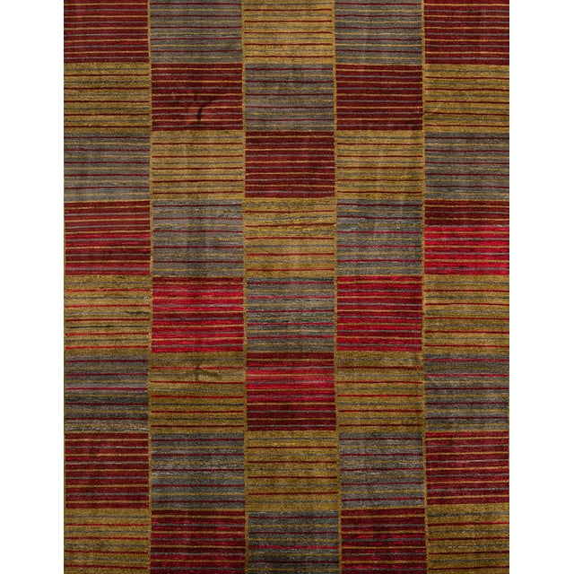 Ahgly Company Tapis Rectangulaire Abstrait Safran Rouge à Carreaux, 2 Pieds x 4 Pieds