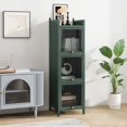 thumbnail image 5 of Modern Three-tier Glass Door Cabinet with Featuring Four-tier Storage for Entryway Living Room Bathroom Dining Room (Green), 5 of 11