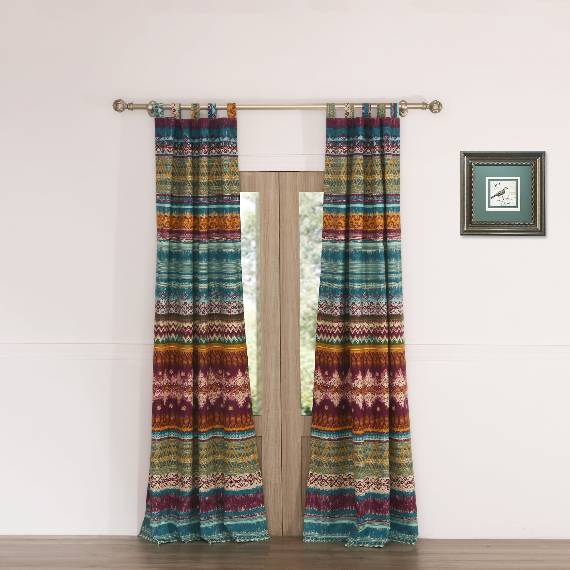 Global Trends Santa Fe Tab Top Curtain Panels, 4 Piece Set, 84" long x 42" wide (x2)
