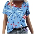 thumbnail image 1 of Tops Cortos para las Mujeres Día de la Independencia Patriótica Impreso Cuello en V, Camiseta Casual de Manga Corta para Diario, Hogar Y Cómodo, 1 of 4
