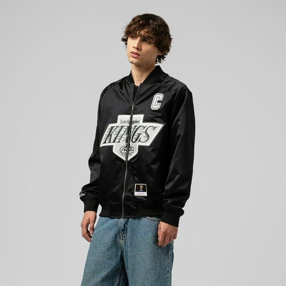 Unisex Mitchell & Ness Wayne Gretzky Black Los Angeles Kings Maxxed Out Full-Zip Satin Jacket
