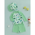 thumbnail image 3 of aturustex Little Boys Rash Guard Swimsuit and Swim Hat Set 3M-3T Toddler Animal/Coconut Tree Print Bathing Suits Infant Baby Long Sleeve Shirt Crew Neily Summer Outfits for Holiday Swim Pool, 3 of 7