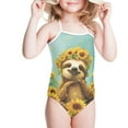 thumbnail image 3 of FOR U DESIGNS Sloth Sunflower Halter Neck One Piece Swimsuit Size 7-8 Years Pool Beach Outfit Lightweight Sleeveless Bathing Suit for Kids Girls Cute Backless Swimwear, 3 of 6
