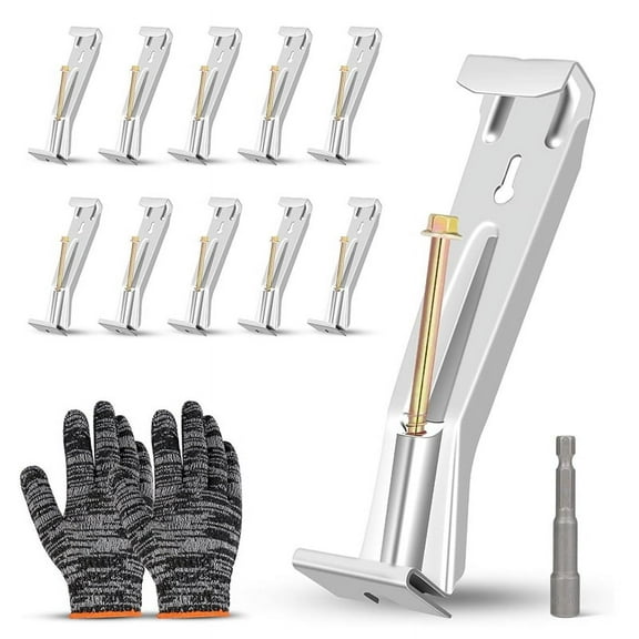 10-Pack Hidden Gutter Hooks with Rust-Proof Screws and Clips for 5 Inch K-Type Aluminum Gutters, Repair Sagging Gutters