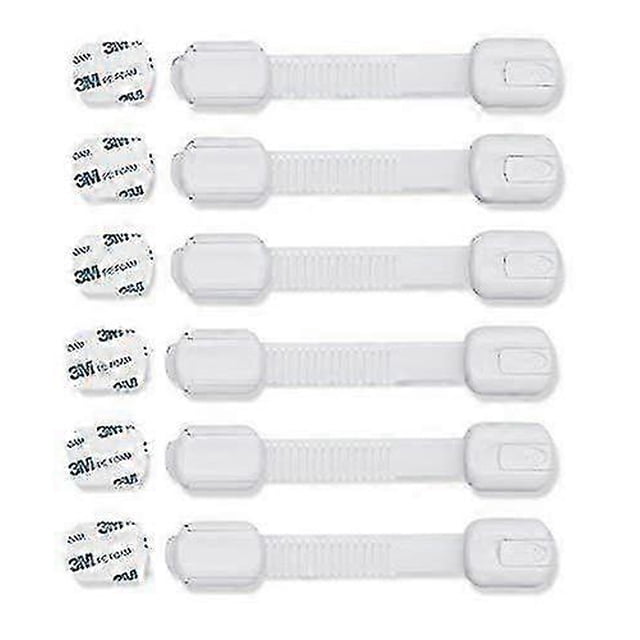 Child Proof Safety Locks - Baby Proofing Cabinet Lock With 6 Extra 3m Adhesives - Adjustable Strap Latches To Cabinets,drawers,cupboard,oven,fridge,cl