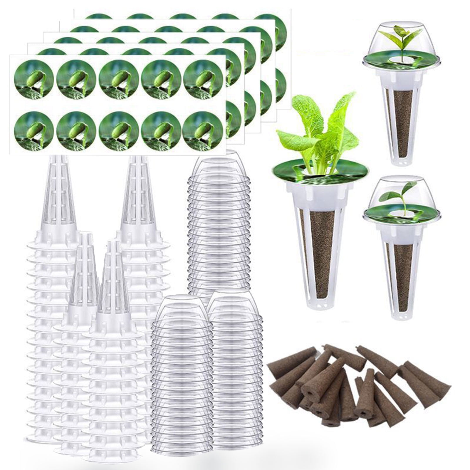 50pcs Seed Pods Kit for Aerogarden, Hydroponics Garden Accessories for Starting System Compatible with Hydroponics Supplies from All Brands, 50 Grow Sponges, 50 Pod Labels