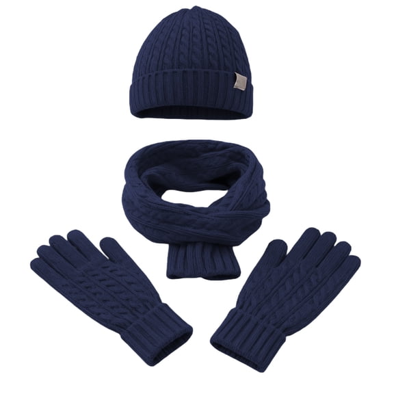 MIASHUI Autumn Winter Warm Gloves Fashion Knit Wool Set Hat and Scarf Three-Piece Set, Scarf for Women Black,One Size