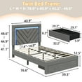thumbnail image 6 of NHIXSOM Twin Upholstered Platform Bed Frame with LED Lights and Storage, Velvet Adjustable Headboard, Grey, 6 of 8