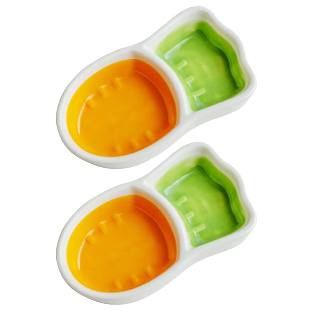2Pcs Ceramic Sauce Dish Appetizer Plates Soy Sauce Dipping Bowls Serving Dish Ceramic Dinnerware