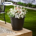 thumbnail image 4 of Suncast Sonora 18 Inch Resin Wicker Decorative Flower Planter, Brown (4 Pack), 4 of 12