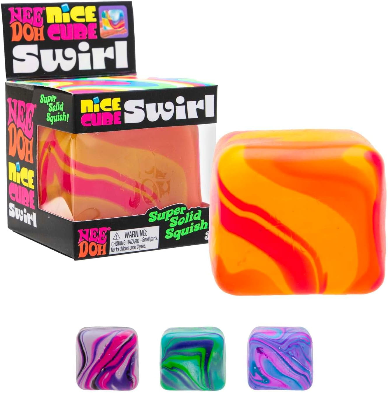 NEEDOH Nice Cube （ナイスキューブ）3個セット Nee Doh Swirl Nice Cube, Satisfying Square Shaped Sensory Relief