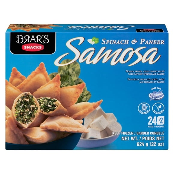 BRAR'S EPINARD ET PANEER FROMAGE SAMOSA FEUILLETEE DOREE, FARCH AUX EPINARDS ET PANEER