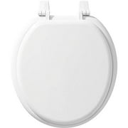 Bemis Round Enameled Wood Toilet Seat in White with Top-Tite Hinge