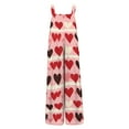 thumbnail image 3 of Fgvctg Valentine's Day Womens Jumpsuits Wide Leg Pant Comfy Love Heart Graphic Overall Sleeveless Rompers Spaghetti Straps Jumpsuits Loose Bib Overalls Sprimg Clothes With Pockets Watermelon Red L, 3 of 5