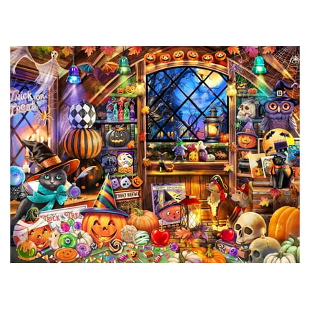 Halloween Collectibles Jigsaw Puzzle 550 Piece by Vermont Christmas Company - Large Pieces - Fully Interlocking & Randomly Shaped Pieces - 24 x 18