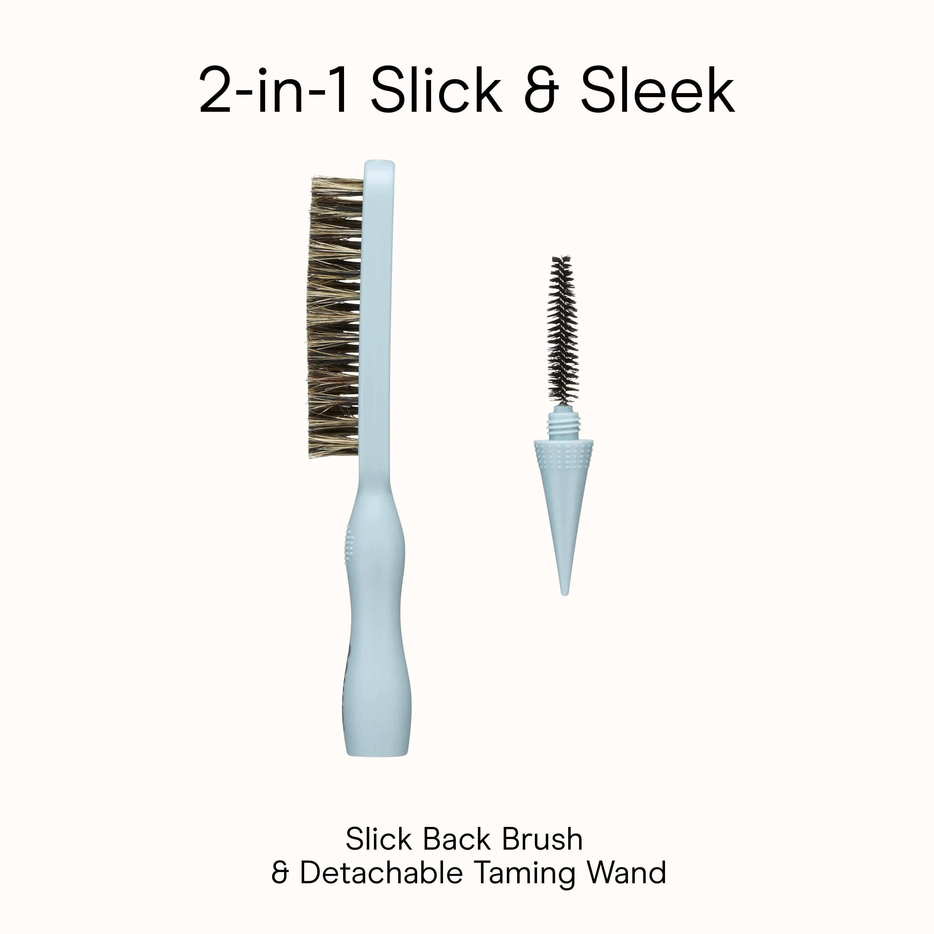 Conair 2-in-1 Slick Back Brush with Detachable Taming Wand, Blue, 1 Count