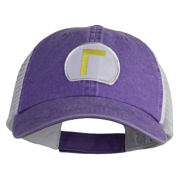 Waluigi Patched Washed Pigment Dyed Twill Trucker Cap - Purple White OSFM