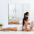 thumbnail image 4 of 4 Pack Self Adhesive Acrylic Mirror, Plastic Mirror Sheets Wall Stickers, 2MM Thick Frameless Mirrors Set 12 x 12Inch Mirror Tiles, Self Adhesive Acrylic Square Mirror for Bathroom Home Gym Door, 4 of 5