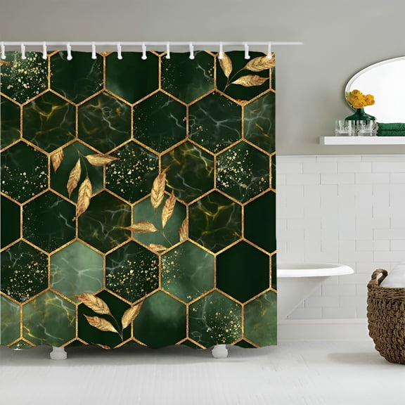 AUQ Shower Curtains for Bathroom,Fabric Washable,Waterproof,Shower Stall Curtain 70.87*70.87inch (Dark Green)