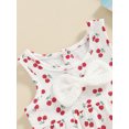 thumbnail image 4 of Infant Baby Girls Summer Rompers Cherry/Carrot Print Bowknot Round Neck Sleeveless Bodysuits, 4 of 8
