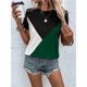 thumbnail image 4 of Camiseta de cuello redondo con contraste de Color para mujer, camisetas holgadas para mujer, Tops informales para diario, ropa de calle de tendencia 2023, 4 of 5