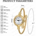thumbnail image 2 of Blekon Collections Women's Cuff Watch - Round Analog Display Arabic Numbers 23mm Case Wire Bracelet Watch for Women Elegant Cable Cuff Bangle Wrist Watch, 2 of 5
