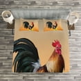 thumbnail image 3 of Ambesonne Rooster Quilted Bedspread Set 3 Pcs, Farm Animal Sunrise, Queen Size, Multicolor, 3 of 3