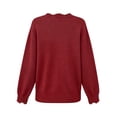 thumbnail image 4 of yillto Womens Sweater Knit V Neck Ruffled Long Sleeve Tops Soft Warm Pullover Sweaters for Fall Winter, 4 of 7