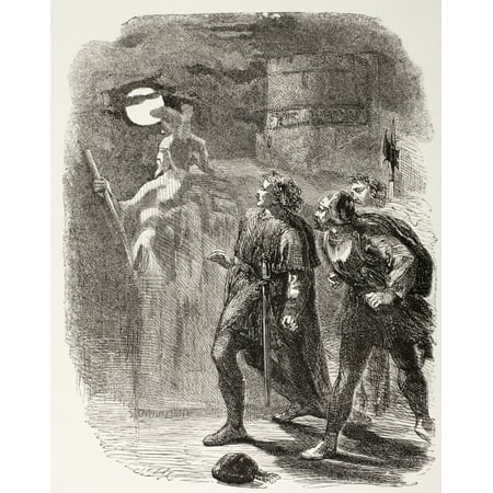 Illustration From Hamlet By William Shakespeare Hamlet Horatio And Marcellus See The Ghost From The Illustrated Library Shakspeare Published London 1890 Stretched Canvas - Ken Welsh  Design Pics (Best Ghost Pics 2019)