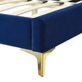 thumbnail image 3 of Full Size Platform Bed Navy Blue Velvet Camelback Tufted Headboard, 3 of 7