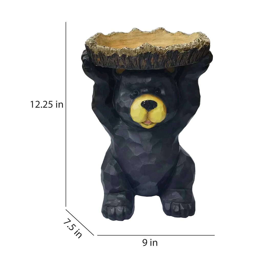 Hi-Line Gift Ltd 75619-S Sitting Bear Holding Bird Bath Garden Decor