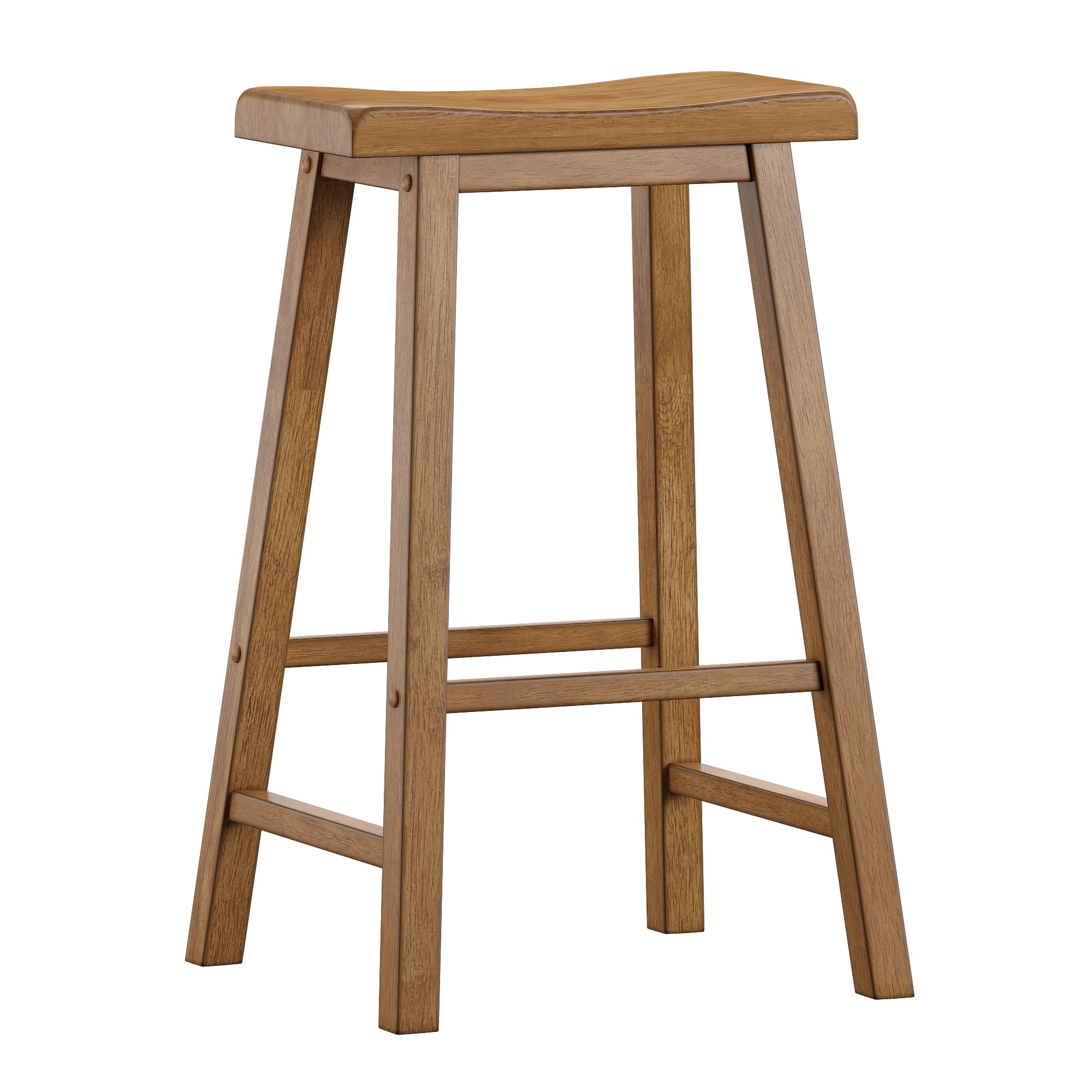 Weston Home Ashby Saddle Seat 29-inch Bar Height Backless Stools, Set of 2, Oak