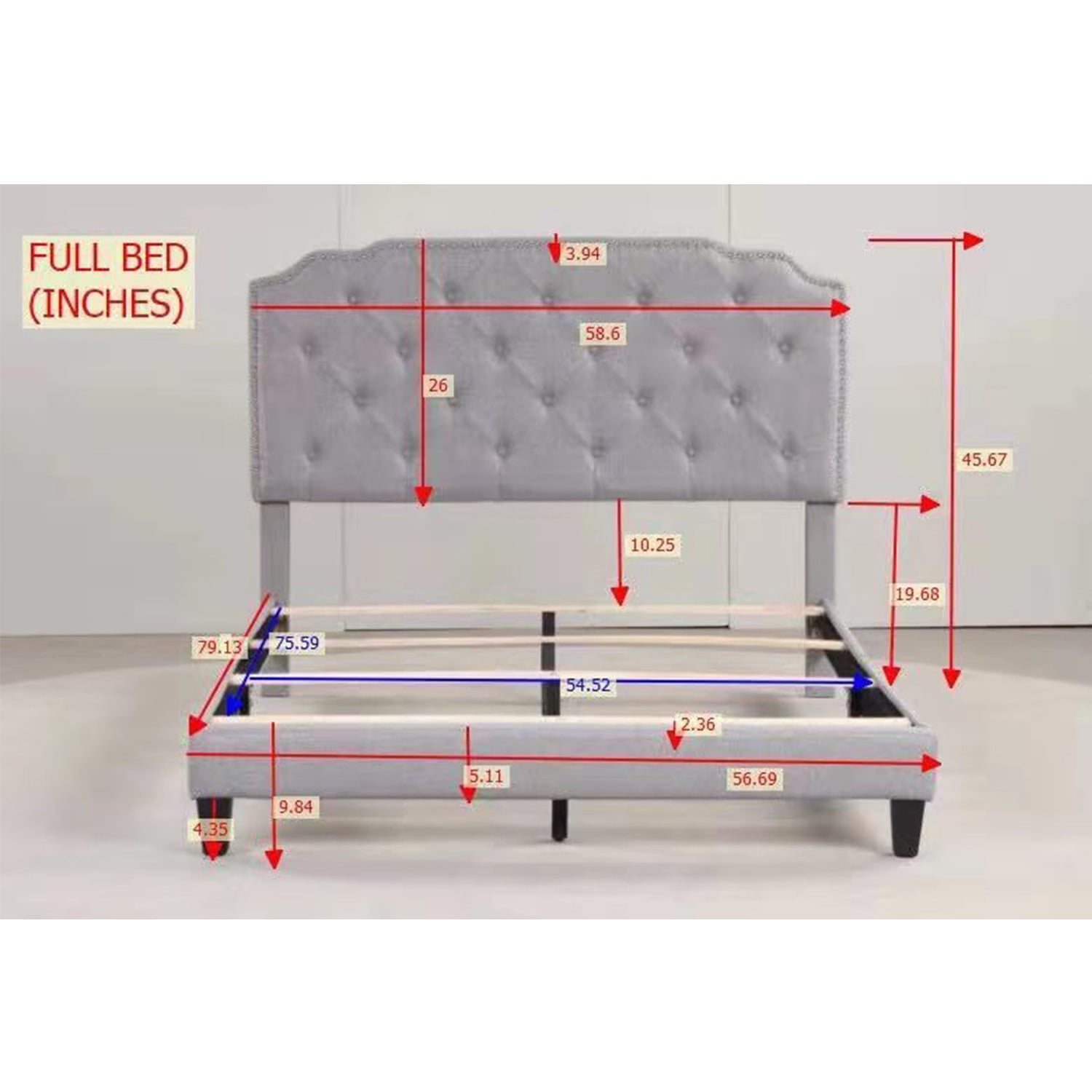 Kadyn Full Bed Frame with Headboard, Full Size Fabric Upholstered Platform Bed Frame, Mattress Foundation with Wooden Slats Support, No Box Spring Needed, Light Gray Kadyn Full Bed Frame with Headboard, Full Size Fabric Upholstered Platform Bed Frame, Mattress Foundation with Wooden Slats Support, No Box Spring Needed, Light Gray
