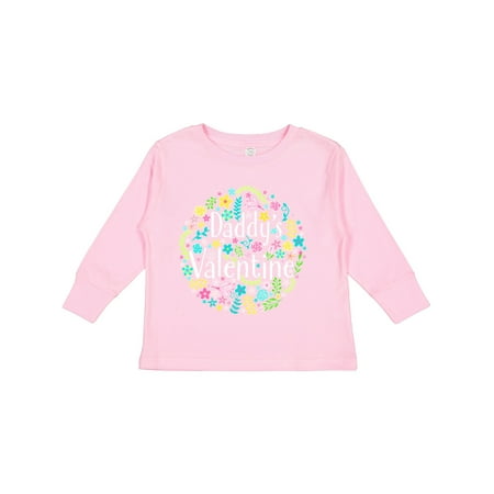 

Inktastic Daddy s Valentine with Flower Circle Gift Toddler Boy or Toddler Girl Long Sleeve T-Shirt