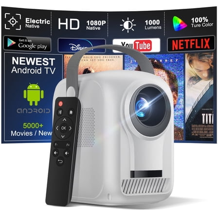 Portable Mini Projector with WiFi and Bluetooth,1080P Supported,Electric Focus & Auto Keystone,Home Movie Projector for Bedroom,Wireless 300" Display