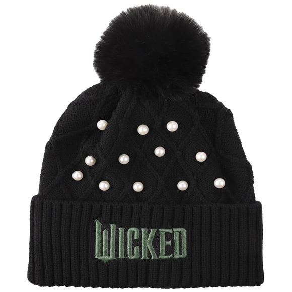 Gorro Bioworld Wicked Negro con Puño, Perlas y Pompon