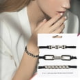 thumbnail image 2 of Hair Rope Chain Leather Band Electroplating Alloy Hair Ring Bracelet Head Rope for Women Black Elastic Hair Band Bracelet, 2 of 8