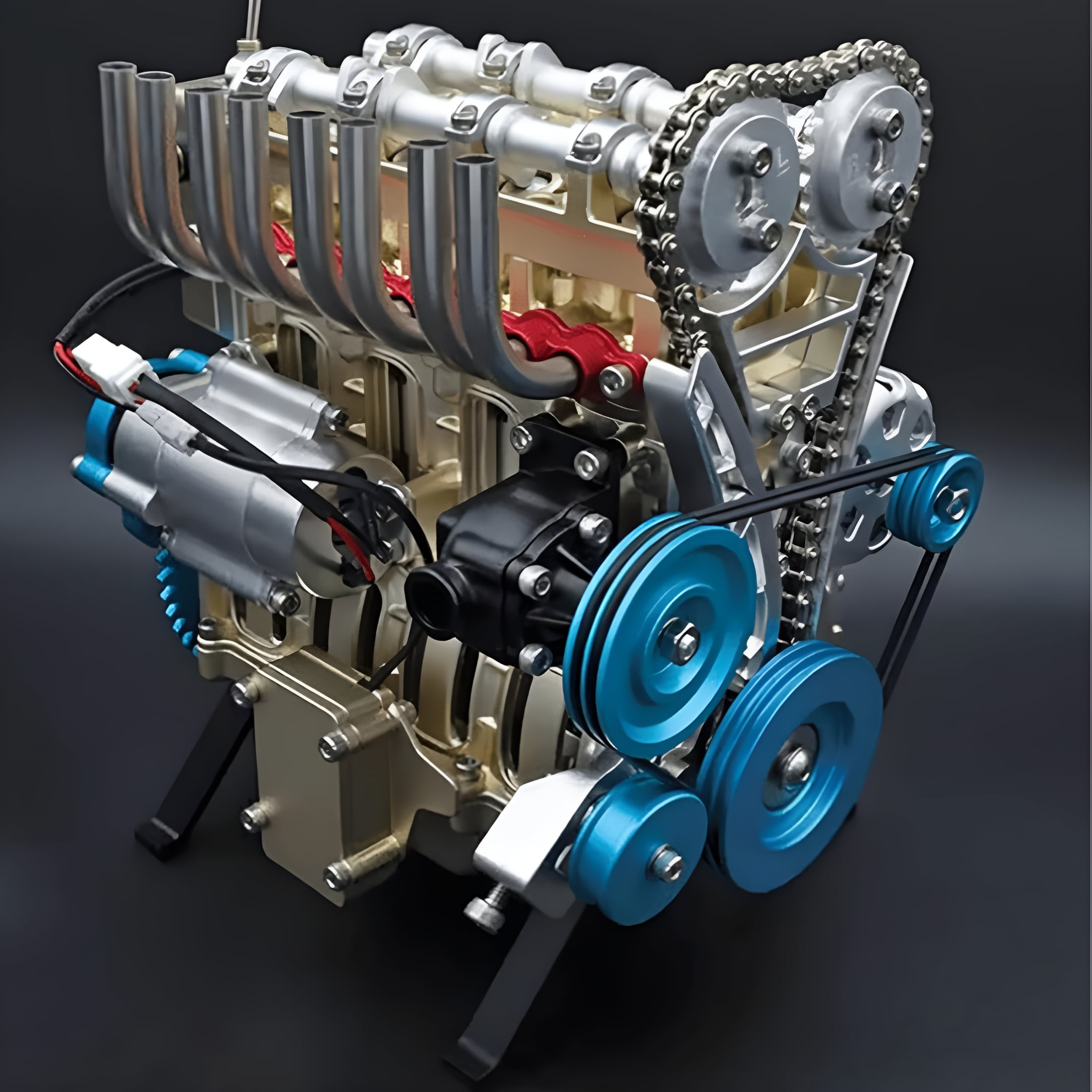 BESTSKY 8-Cylinder Full Metal Car Engine Model,V8 Engine Model Kit,Car Engine Model,Full Metal Car Engine Model,Model Engine Kit,DIY Car Engine Model Kit (Smooth)