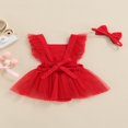 thumbnail image 4 of Valentin Nouveau-Né Bébé Filles Romper Tulle Rouge Combinaison Sans Manches Tenues Rouges 3-6 Mois, 4 of 9