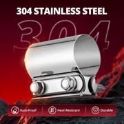 2.25 Inch Exhaust Clamp,2 1/4 Butt Joint Band Clamp Sleeve Coupler Stainless Steel for Pipes,Mufflers,Catalytic Converters 1PCS