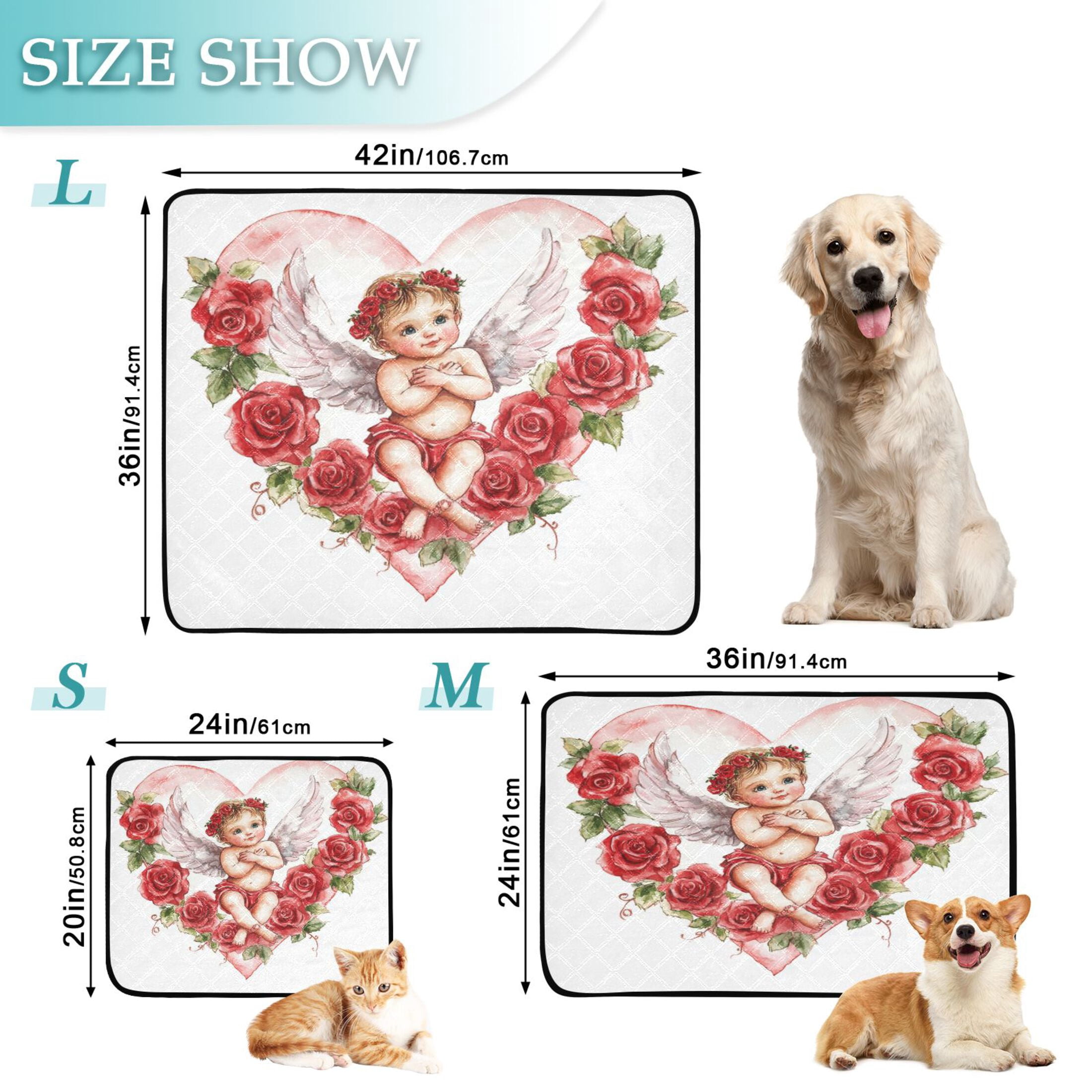 Qxltty Cute Little Angel Cupid Pattern Cat litter Pads Pet Set of 3 Diaper Mats Center Anti-leakage Layer Absorbent Soft and Comfortable