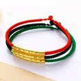 thumbnail image 2 of K-KED Fine Real 24K Yellow Gold Bracelet 3D Six-word Motto Bead Cord Weave Bracelet-Red String-18cm/7.08inch, 2 of 8