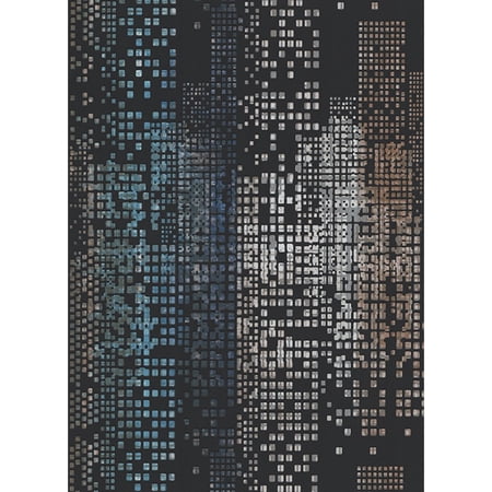 Concord Wallcoverings Textured Wallpaper grphic Featuring buildings, grey blue silver, 21 In x 33 Ft (56 sq. ft), 6450-15