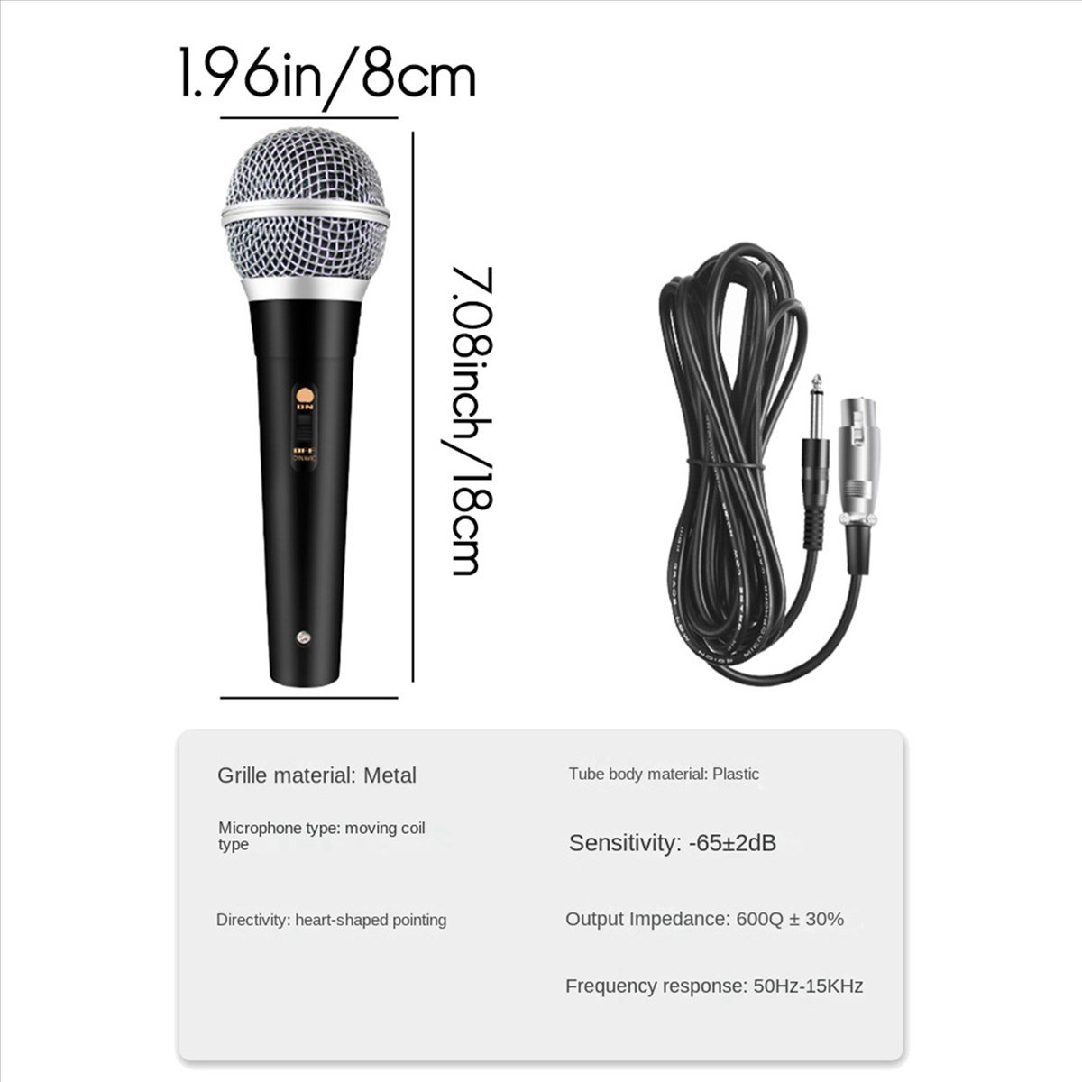 5X Handheld Professional Wired Dynamic Microphone Clear Voice Mic for Karaoke Vocal Music Performance