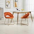 thumbnail image 2 of Velvet Dining Chairs Set of 2, Atumon Accent Chairs, 2 Piece Chairs with Golden Metal Legs, Modern Dining Chairs, Velvet Chairs for Kitchen Dining Room Living Room Bedroom, Orange, 2 of 10