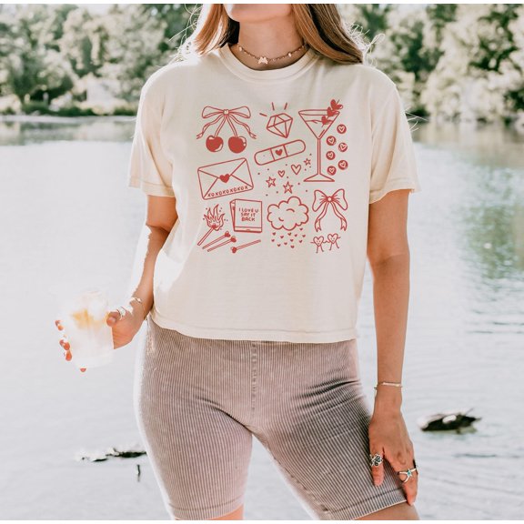 Valentine Crop, Valentines Day, Cropped Tee, Valentines Day Crops, Cute Retro Crops, Trend